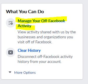 Facebook Off-Facebook Privacy Click to Manage Future