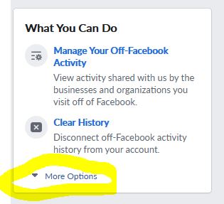 Facebook Off-Facebook Privacy More Options