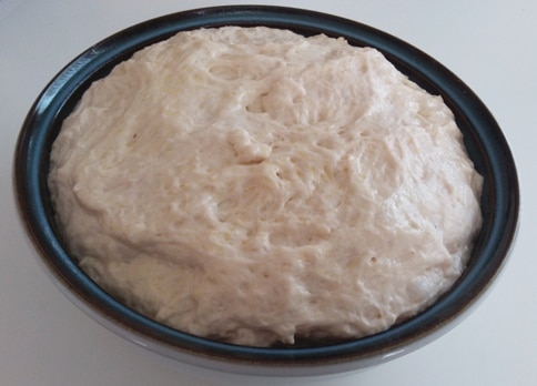 peasant bread after second rise ready for baking