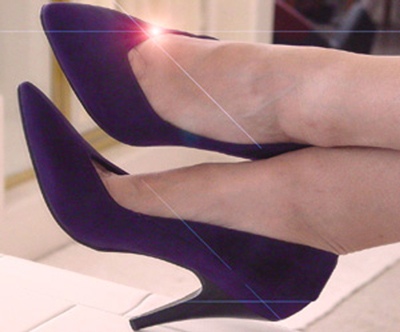 deep purple velvet high heels