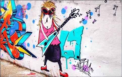 graffiti mama playing guitar