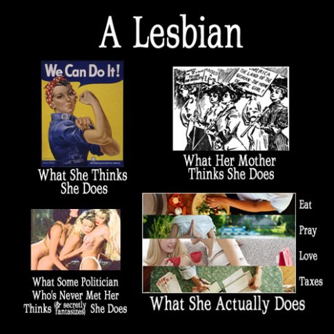 Meme, What a lesbian actually does - eat, pray, love, pay taxes